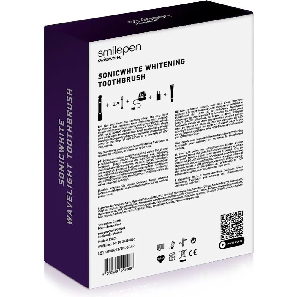 Smilepen Sonicwhite balinantis elektrinis dantu sepetelis nugarele Smilepen Sonicwhite balinantis elektrinis dantų šepetėlis