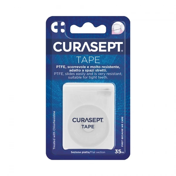 Tarpdančių siūlas PTFE impregnuotas chlorheksidinu Curasept